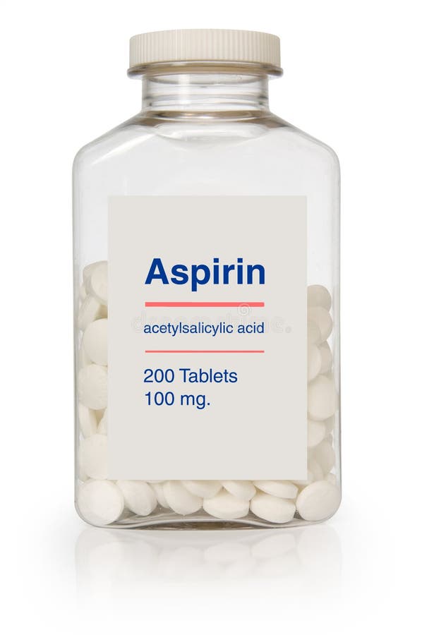 Aspirin Bottle. Bottle of aspirin with a clipping path on white background royalty free stock image