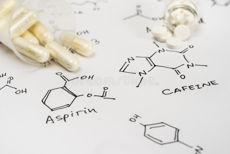 Aspirin in capsules and caffein in tablets