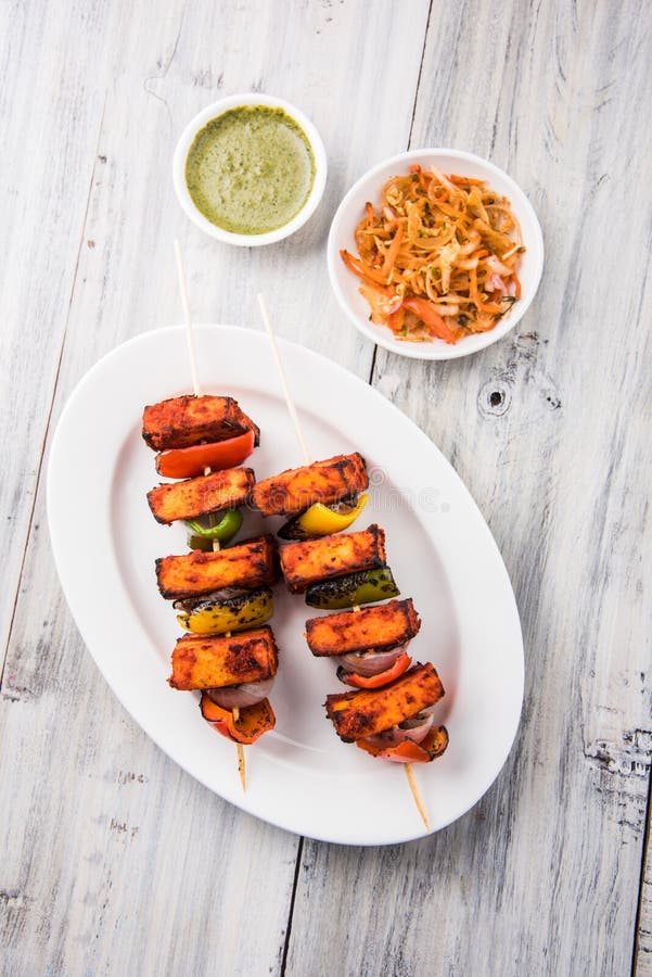 Indiano paneer barbecue ou tikka kabab imagens de stock royalty free
