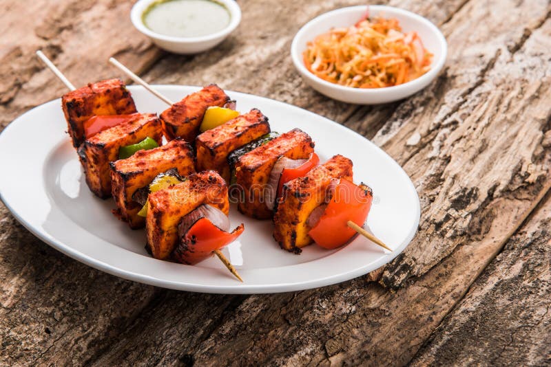 Indiano paneer barbecue ou tikka kabab imagem de stock
