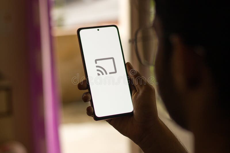 Assam, India May 29, 2021 Google Chromecast Logo on Phone Screen Stock Image. Editorial