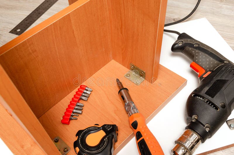 Assembled Stool and Tools for Marking and Assembling Furniture