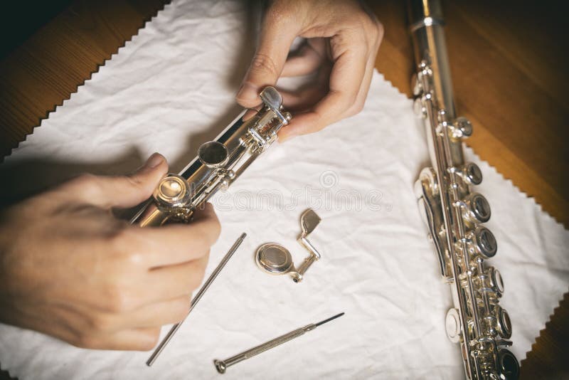 Assembling Flute Footjoint, Flute Maintenance Stock Photo Image of