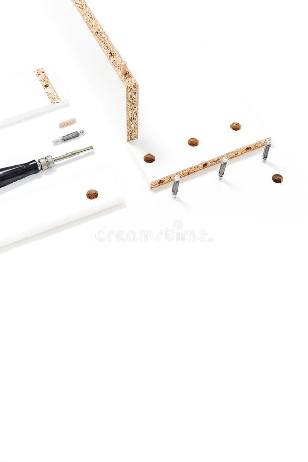 Assembly Of Flat Packed Furniture Isolated Stock Image Image Of