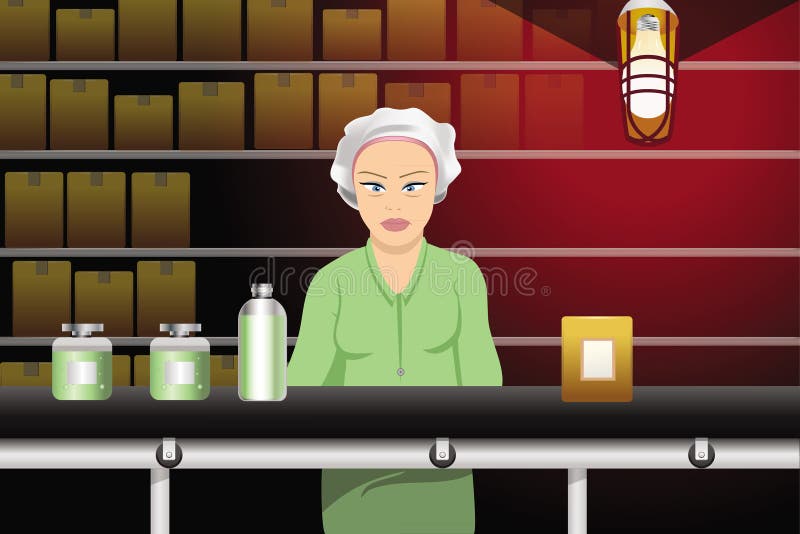 Assembly line worker stock illustration