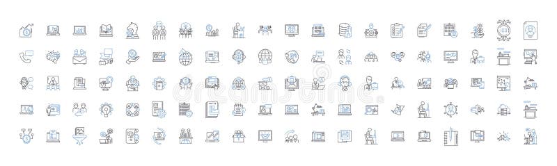 Assembly line icons collection. Joining, Manufacturing, Construction, Integration, Assembly-line, Building, Processing stock illustration