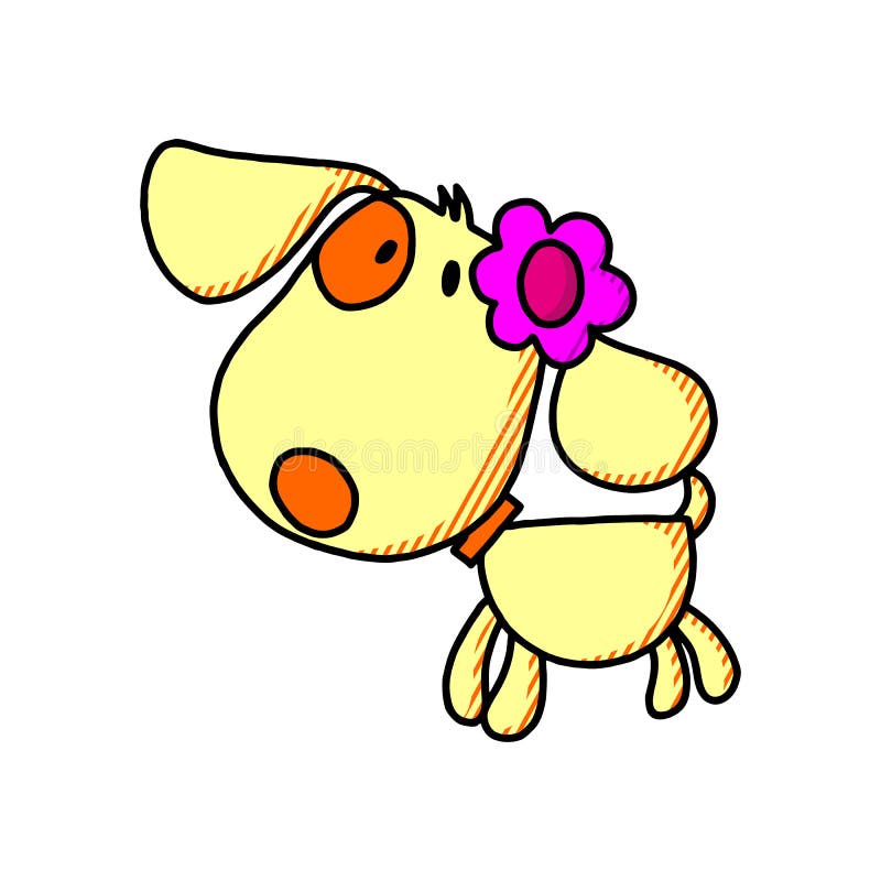 Assento feliz do cachorrinho dos desenhos animados, retrato do colar vestindo bonito do cão pequeno Amigo do cão Ilustração do ve ilustração stock Assento feliz do cachorrinho dos desenhos animados, retrato do colar vestindo bonito do cão pequeno Amigo do cão Ilustração do ve ilustração stock