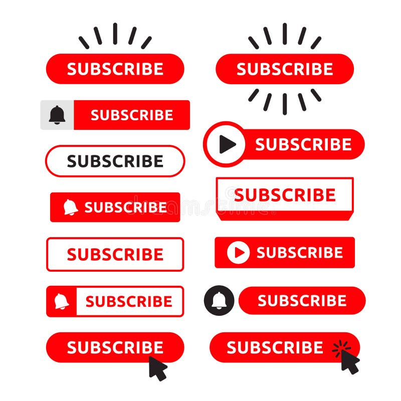 Assinar, botão do sino definido Botão vermelho assine o canal, blog Informações sobre as mídias sociais Titular da Autorização de ilustração royalty free Assinar, botão do sino definido Botão vermelho assine o canal, blog Informações sobre as mídias sociais Titular da Autorização de ilustração royalty free