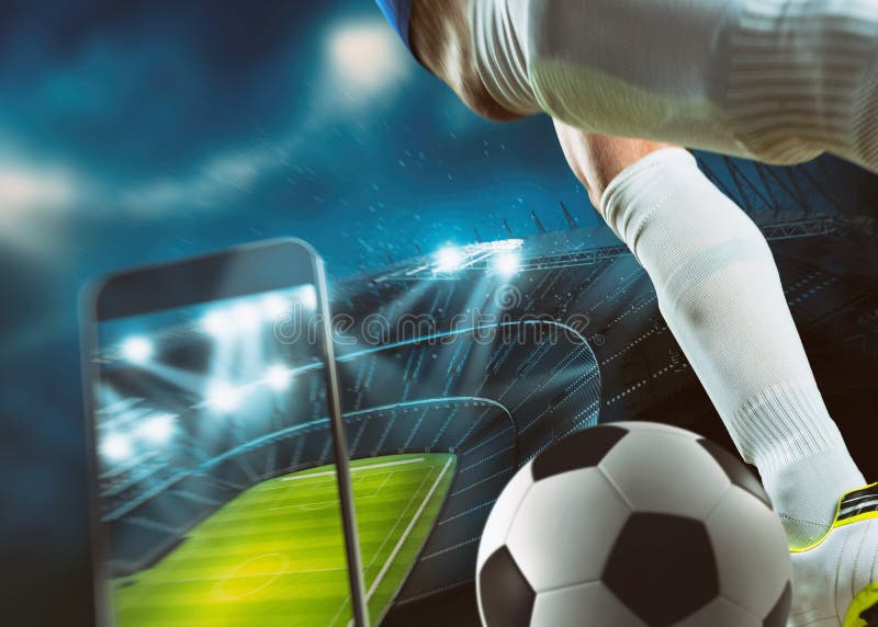 Vetores de Futebol Móvel Jogo De Apostas Desportivas Online Jogo De Futebol  Online Com Aplicativo Móvel Ao Vivo Campo De Futebol Na Tela Do Smartphone  E Na Bola Venda De Bilhetes Online