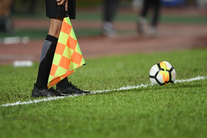 Soccer referee with flag stock photo. Image of ball, pass - 2533130