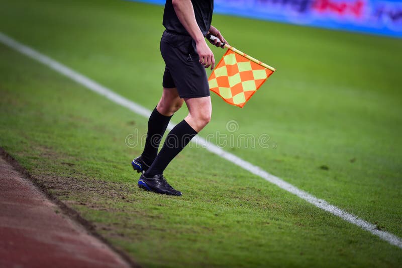 Assistant Referee during Soccer Match Stock Photo - Image of football