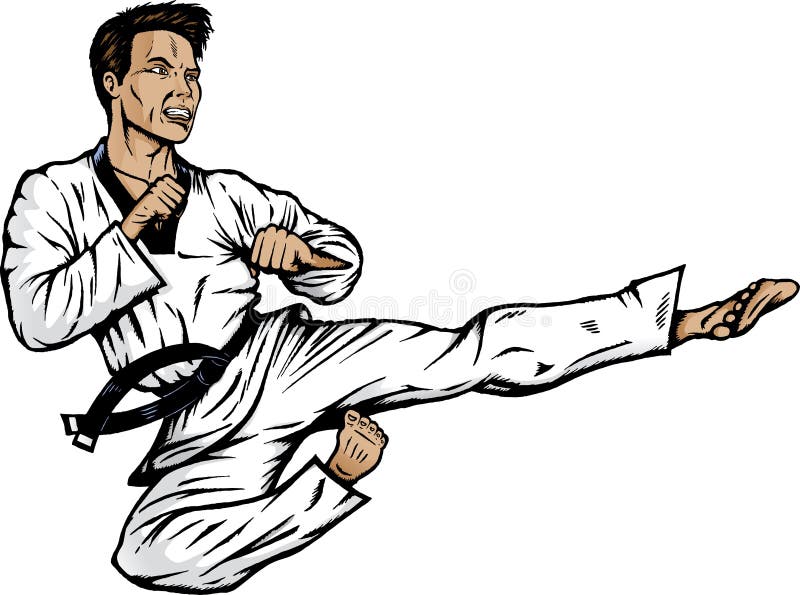 Drawing of a martial artist. With . eps/ version, shadows can easily be removed. Drawing of a martial artist. With . eps/ version, shadows can easily be removed