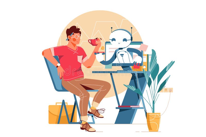 Assistente robot moderno illustrazione vettoriale