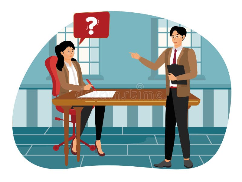 Assistenza con il concetto teorico. Due persone discutono una teoria. illustrazione di stock