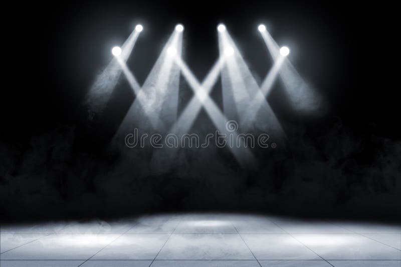 Assoalho de telha com iluminação e fumo do ponto do concerto imagem de stock royalty free Assoalho de telha com iluminação e fumo do ponto do concerto imagem de stock royalty free