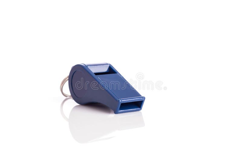 Close up new blue whistle isolated on white background. Close up new blue whistle isolated on white background