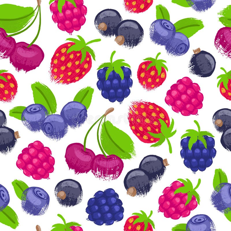 Assorted berries vector seamless pattern. vector illustration