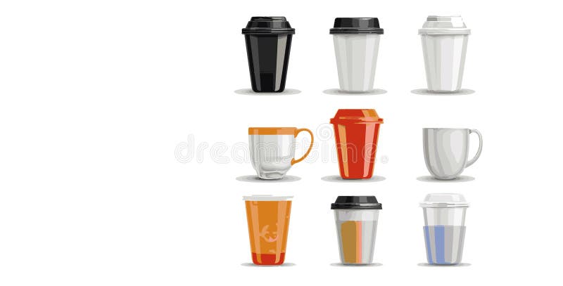 Assorted Blenders and Cups Arranged in a Row royalty free illustration