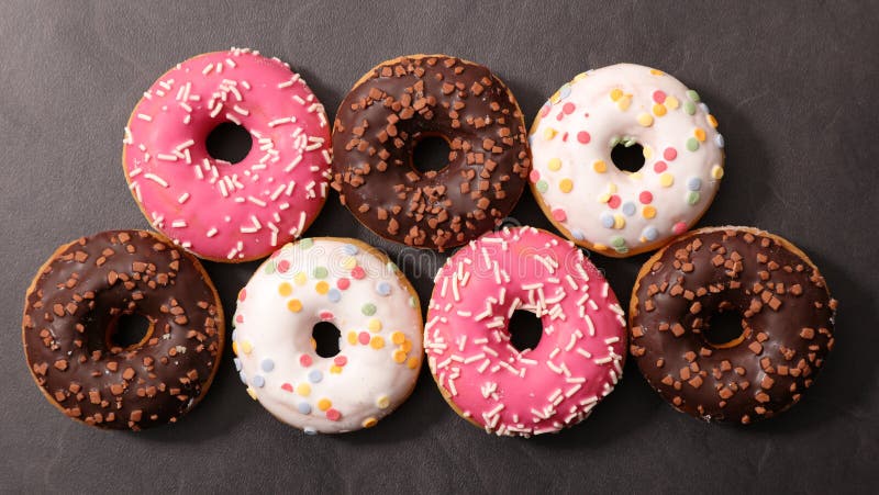 Assorted colorful donut stock photo