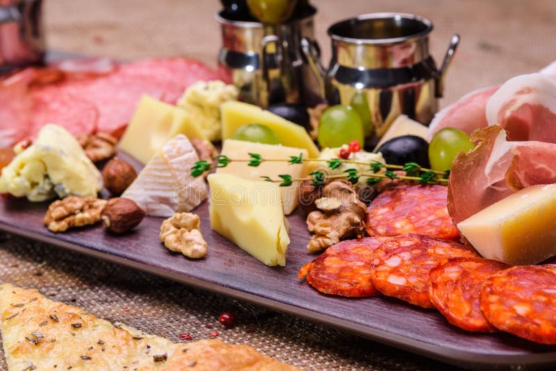 Assorted Deli Meats with Cheese, Nuts and Grapes. Stock Image Image of sausages, cooked 178032761