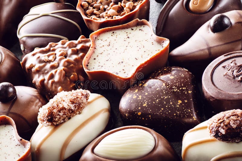 Assorted Delicious Chocolate Pralines Background, Product