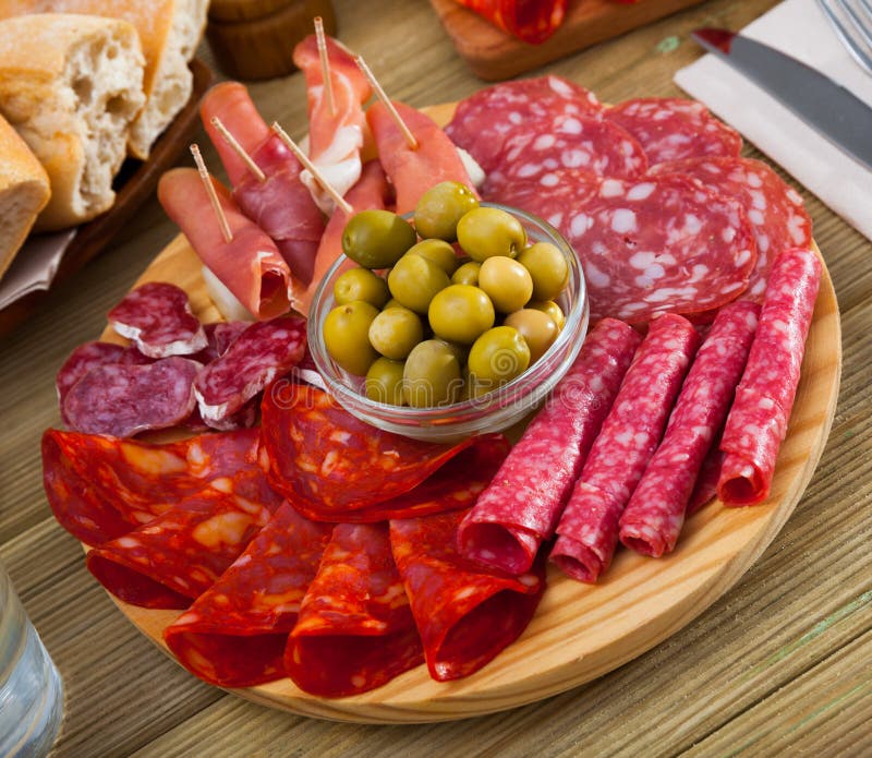 Assorted Different Types of Spanish Sausages Stock Photo Image of