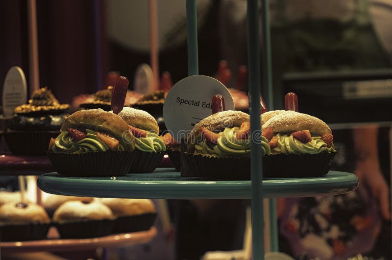 Assorted Donuts with Chocolate on the Shelf in Bakery Shop Stock Photo Image of glazing