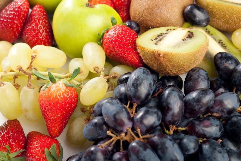 Assorted fresh fruits background