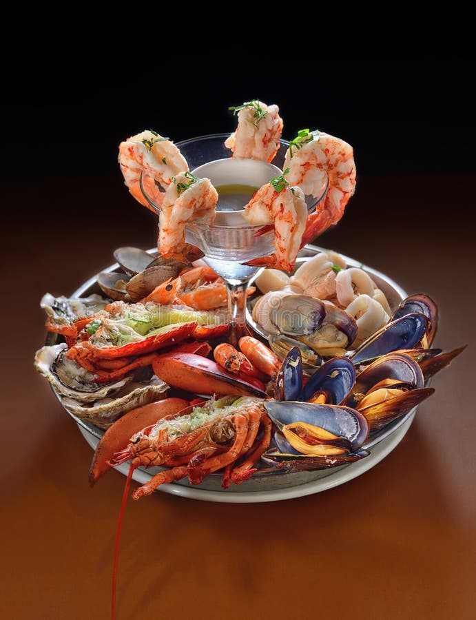 Assorted Fresh Seafood Platter Stock Photo Image of langoustine