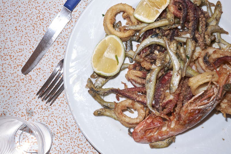 Assorted fried seafood stock photo. Image of italia 127236614