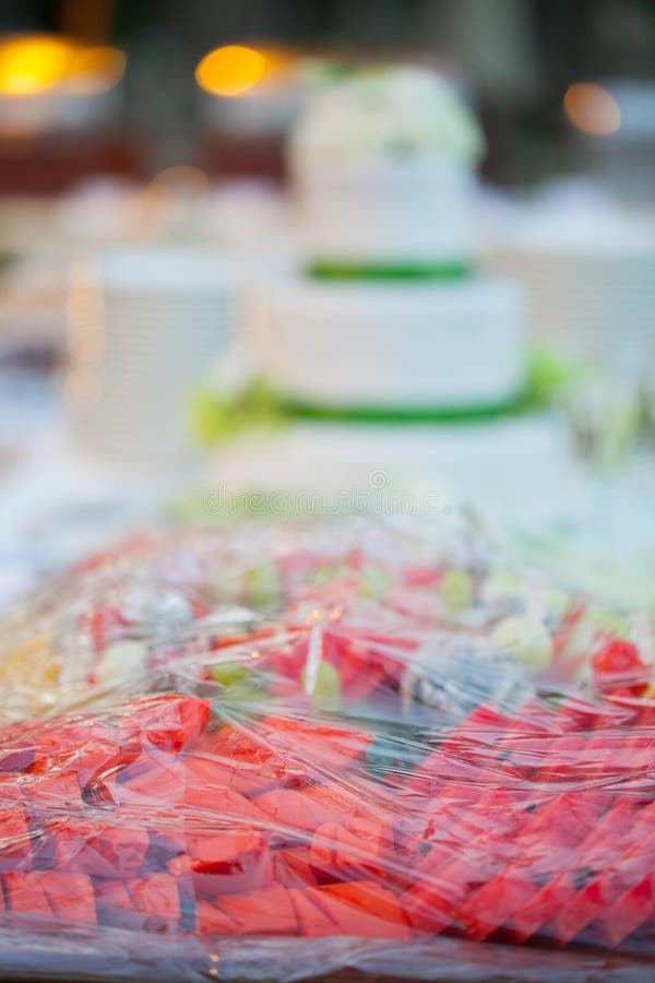 Assorted Fruits, Wrapped in Plastic Wrap Stock Photo Image of fruit, utensils 57294260