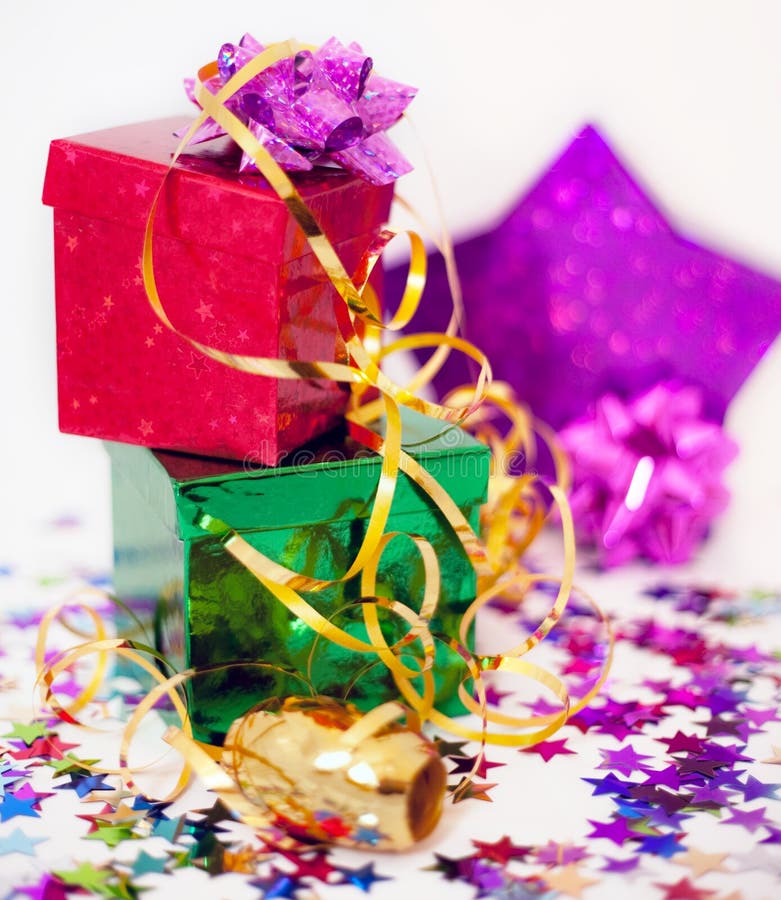 Assorted gift boxes and ribbon stock photo Assorted gift boxes and ribbon stock photo