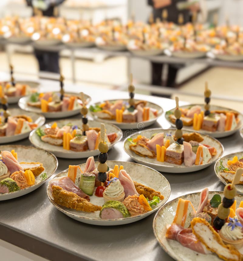 Assorted gourmet appetizers stock photos