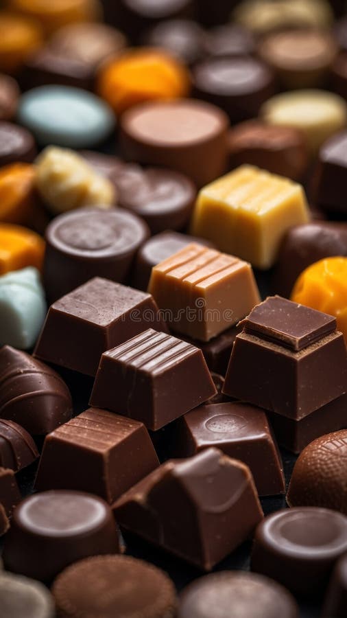 Assorted gourmet chocolates close up stylish image with depth of field. royalty free stock images