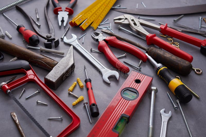 Assorted hand tools for building and construction royalty free stock image