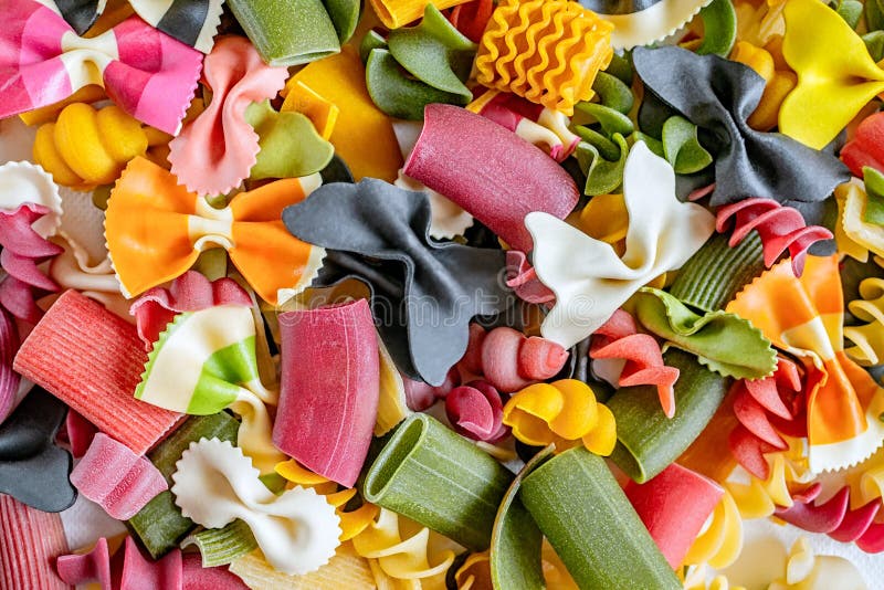 Assorted Italian Pasta Closeup. Different Types of Italian Pasta