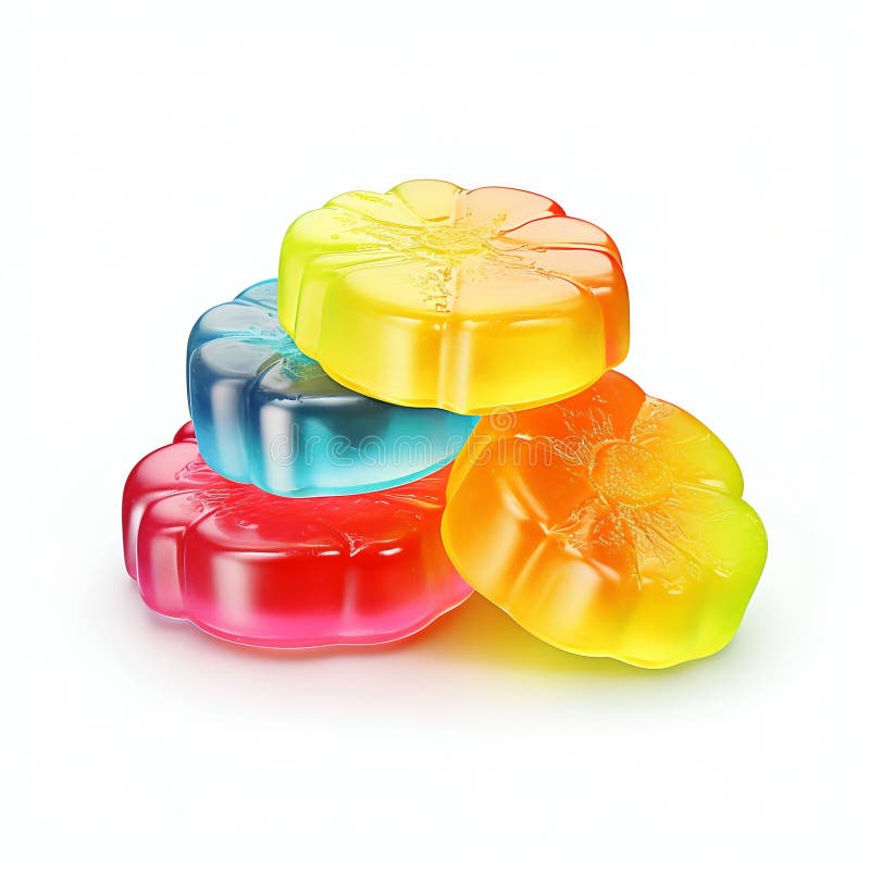 Assorted Jelly Candies on White Background. Generative Ai Stock