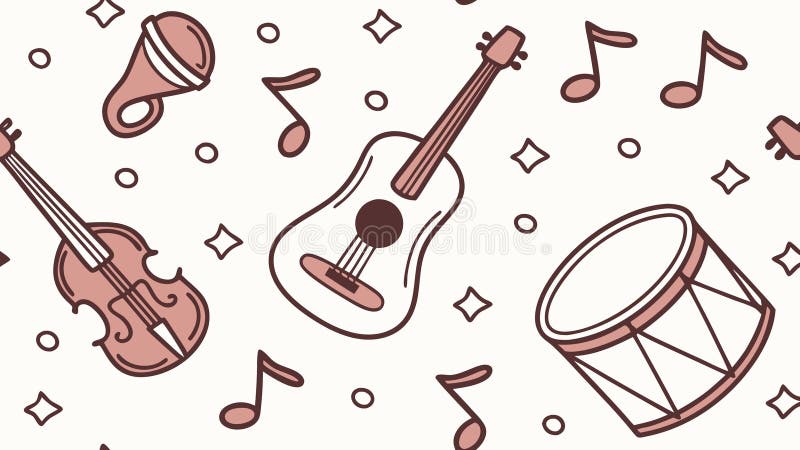 Assorted Musical Instruments and Notes Seamless Pattern, vector design Generative AI royalty free illustration