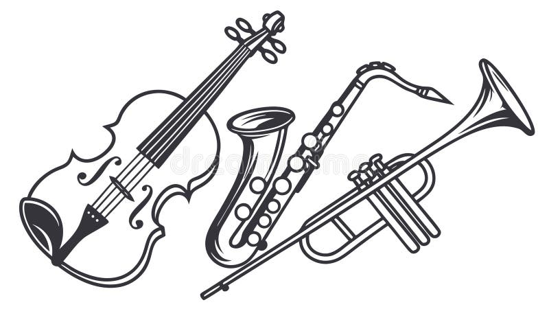 Assorted Musical Instruments String and Brass Vector Set, vector design Generative AI royalty free illustration