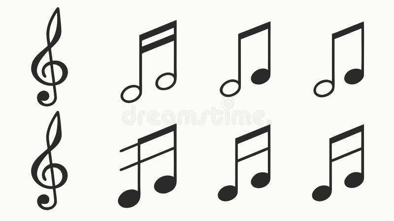Assorted musical notes, essential music score elements, vector design Generative AI royalty free illustration