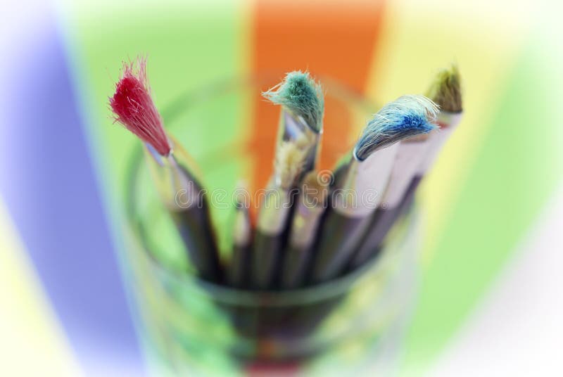 Painting Brushes in a Glass Cup Stock Image Image of detail, background 30289873