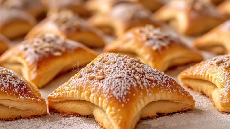 Assorted Pastries. Close-up of various bite-size pastries with a dusting of cinnamon and powdered sugar. Perfect for breakfast or dessert. AI generated