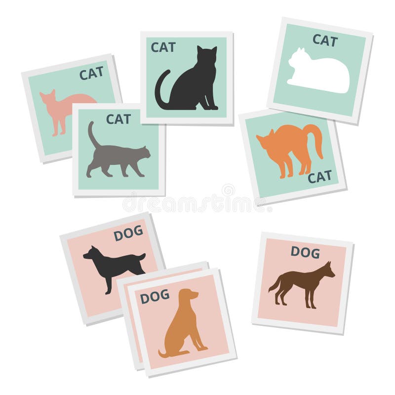 Assorted pictures of cats and dogs: datasets and deep learning training vector illustration