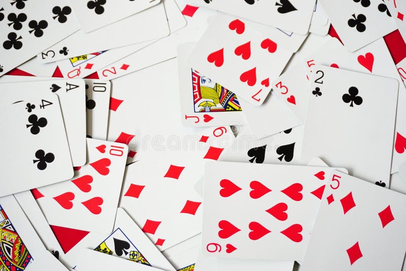 Assorted Play Cards and Combinations on White Background Close Up View Stock Image Image of