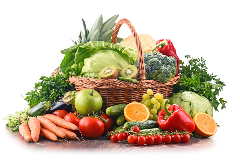 Assorted Raw Organic Vegetables and Fruits Stock Photo Image of