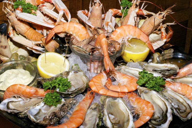 Seafood Spread on a Table Outdoors Stock Image Image of tails, plate