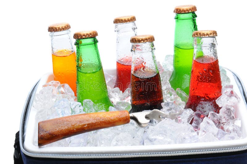 Assorted Soda Bottles in Ice Chest