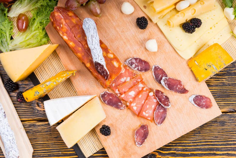 Assorted Spicy Cold Meat with Assorted Cheeses Stock Photo Image of