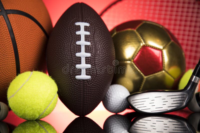 Assorted Sports Equipment, Winner Background Stock Image Image of