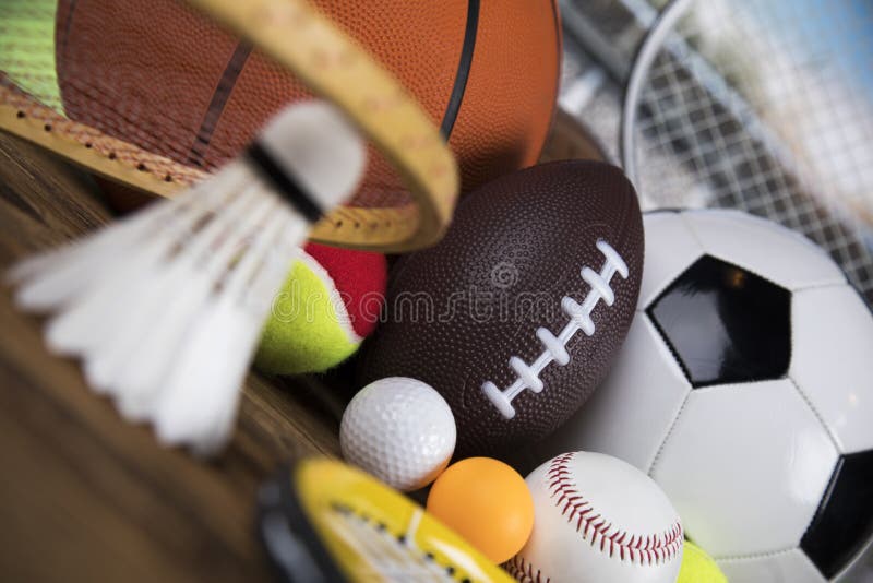 Assorted Sports Equipment, Winner Background Stock Image Image of